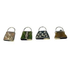 Trinket Purse Charms Lot of 4 Painted Pewter - Handbag Decorative Embellishments